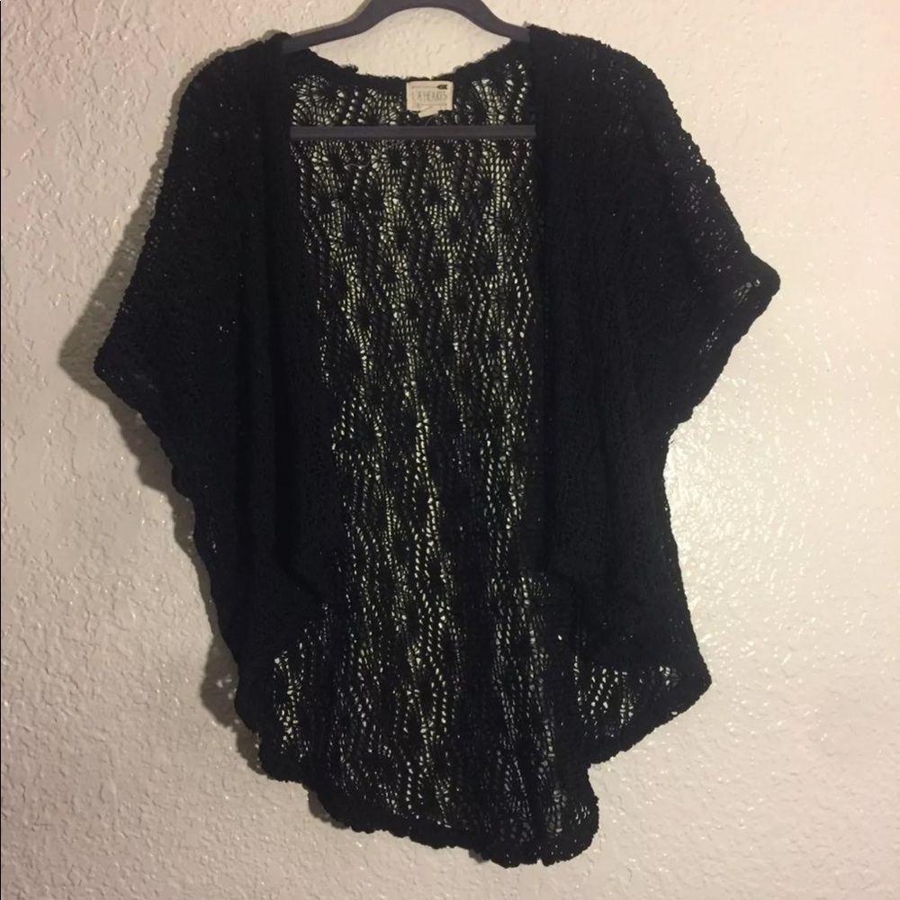 Black Crochet Kimono Cardigan